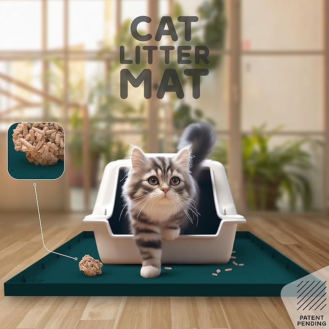 32x24x1” XL Dog Food Mat - All Purpose Under Sink Liner, Washer and Dryer Covers for The Top, Silicone Griddle Mat for Blackstone - Raised Edges Dog Mat for Food and Water Prevent Spill, Waterproof