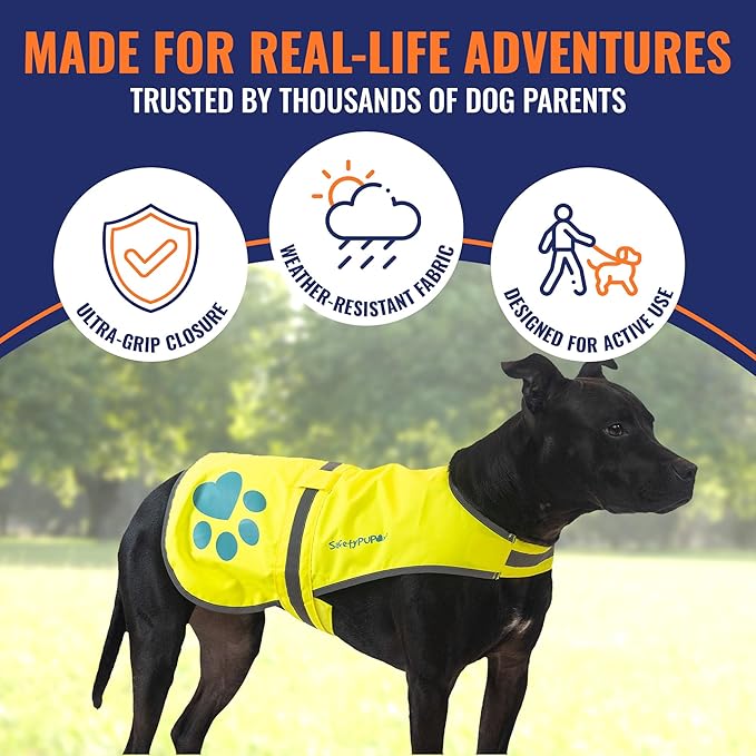Dog Reflective Vest – Hi-Vis Fluorescent Visibility That Helps to Safeguard Your Pet On/Off Leash in Urban & Rural Areas (Yellow, X-Small)