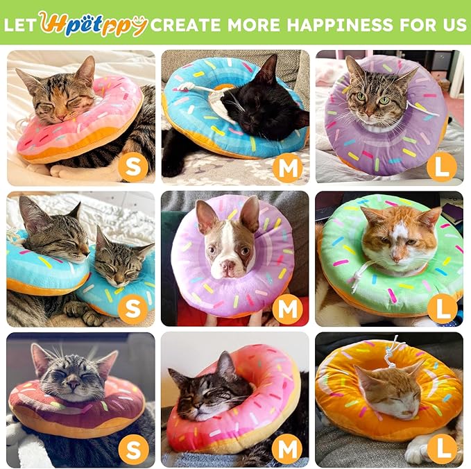 Cat Cone Collar Soft, Cat Recovery Collar for Wound Healing Cute Donut Adjustable Kitten Cones to Stop Licking Comfortable Lightweight Neck Elizabethan Collars for Kittens After Surgery