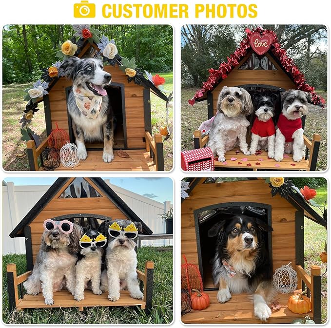 AIVITUVIN Outdoor Dog House with Anti-Chewing Durable Metal Frame Dog Kennel for Large Breed Dog Shelter Weatherproof (Brown 50.9" D x 37.4" W x 37.2" H