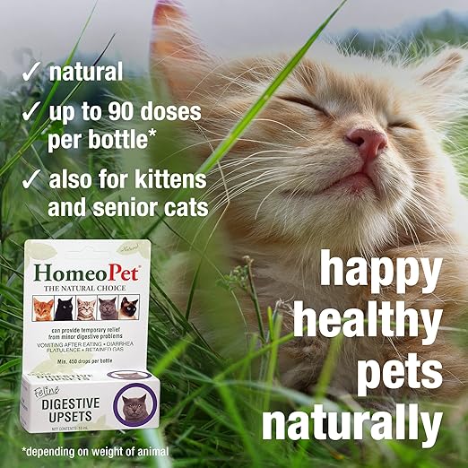 HomeoPet Feline Digestive Upsets, Safe and Natural Cat Digestive Support, 15 Milliliters