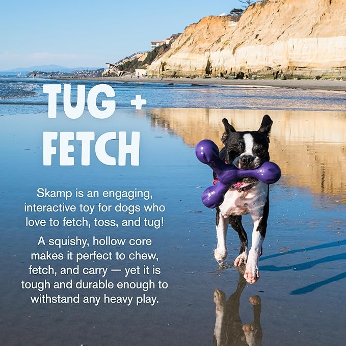 WEST PAW Zogoflex Air Skamp Tug-of-War Stick Dog Chew Toy – Hollow, Squishy Interactive Toy for Dogs, Puppies – for Chewing, Catch, Carry, Fetch, Dishwasher Safe, Latex-Free, Large 8.5", Hot Pink