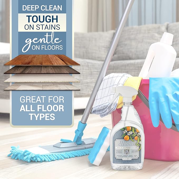ProCare Citrus Floor Cleaner (Made in USA) | Tile, Stone, Laminate, Vinyl & Natural Wood Floor Cleaner for Mopping, Floor Cleaning Solution with Citrus Aroma - 32oz / 0.95L Spray Bottle