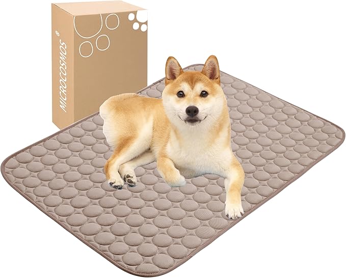 MICROCOSMOS Summer Cooling Mat & Sleeping Pad- Water Absorption Top, Materials Safe, Easy Carry, EZ Clean. Keep Cooling for Pets, Kids and Adults.(Brown, 36" x24")