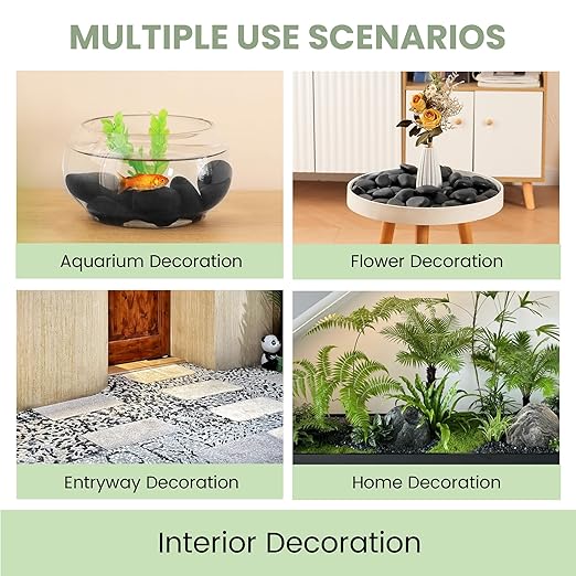 SIDONG 10 lbs Black River Rocks, 1.2-2 Inches Polished Pebbles for Indoor Plants, Aquarium Rocks Used in Fish Tank, Decorative Stones for Plants, Vases, Home Décor, Crafting, Garden Landscaping