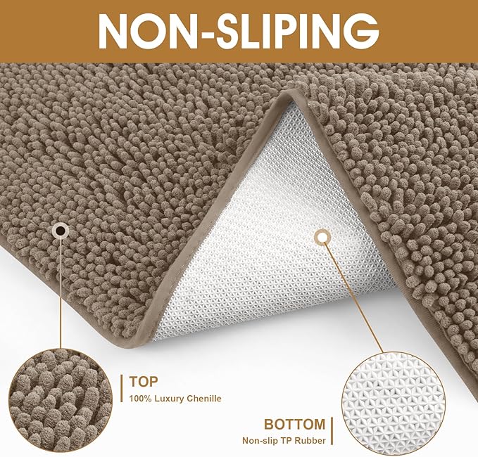 IM HOME Extra Large 71" x 25" Beige Dog Door Mats for Muddy Paws, Chenille Absorbent Dog Mat, Non Slip Heavy Mud Mat for Dogs, Soft Pet Bed Mat for Entryway, Mud Paws, Inside Floor