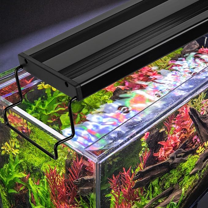 AQQA Aquarium Light,Full Spectrum Fish Tank Light for Plants,3 Mode+Timer+Adjustable Brightness,High Brightness LED Beads with Extendable Brackets for Freshwater (22W for 24-32inch)