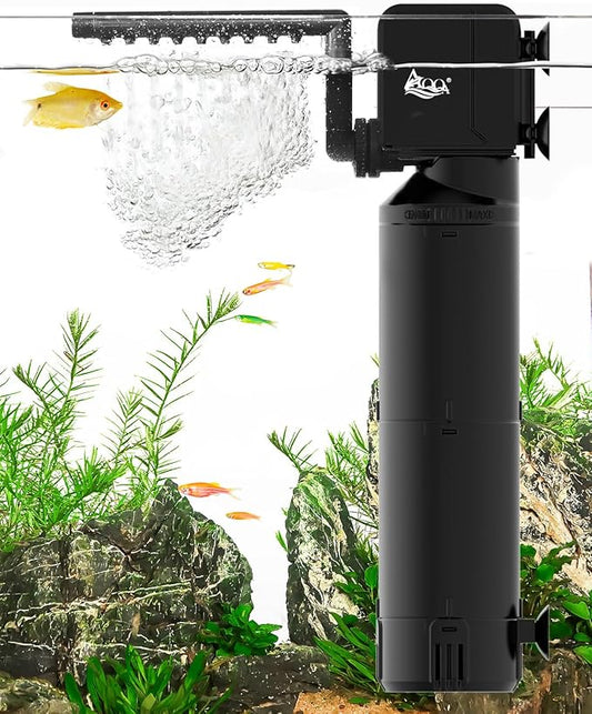 AQQA Dual-Use Aquarium Filter,Fish Tank Filter + Small Water Pump,Filtration,Wave-Making,Dissolved Oxygen,Water Circulation,Water Changes,Fountains Multifunctional Pump,Saltwater Freshwater (25W)