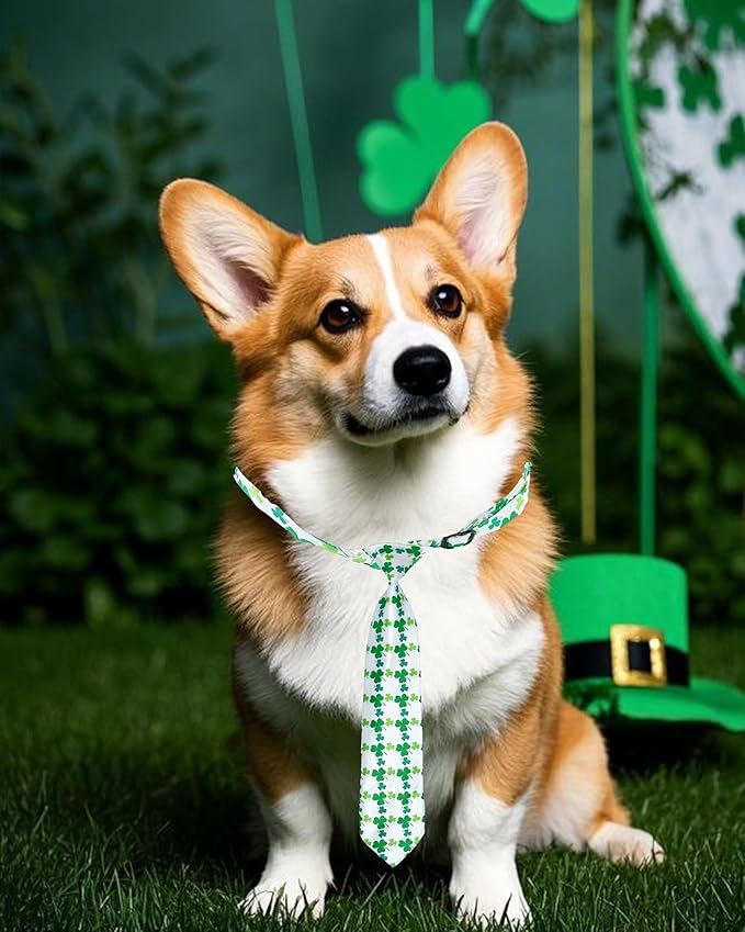 PET SHOW 10 Pack St. Patrick's Day Dog Ties Neckties for Large Medium Dogs Adjustable Holiday Grooming Accessories Neck Ties Bowties Girl Boy Pets Festival Costumes Puppy Wedding Party Gift Favor