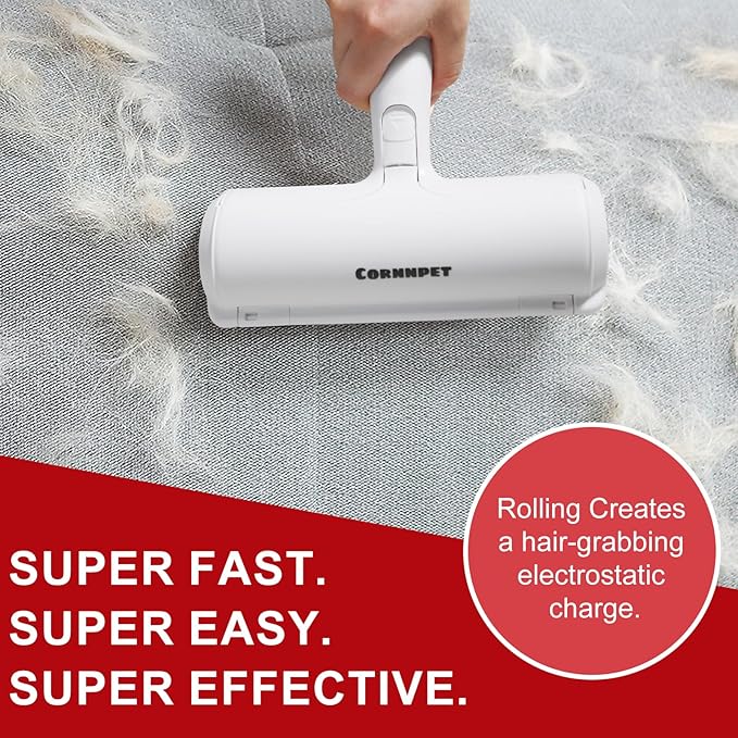 Pet Hair Removal Tool – Reusable Lint Roller for Dogs & Cats – Self-Cleaning Fur Remover Brush - Portable, Multi-Surface Fur Removal Tool - Reusable Double Sided Travel Brush