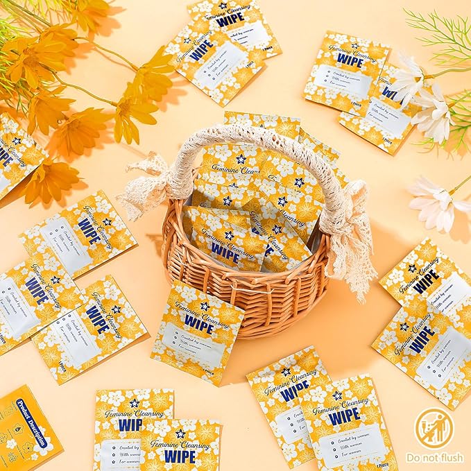 Tondiamo 200 Pcs Feminine Wet Wipes for Women Individually Wrapped Flushable Wipes Travel Size Soothing Personal Wipe Cleansing Natural Ingredients for Feminine Daily Use (Jasmine)
