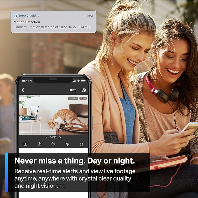 Tapo TP-Link 2K Pan/Tilt Security Camera for Baby Monitor, Dog Camera w/Motion Detection and Tracking, 2-Way Audio, Night Vision, Cloud &SD Card Storage, Works w/Alexa & Google Home C210