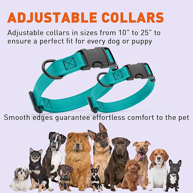 Dogline Biothane Waterproof Dog Collar with Quick Release Buckle Strong Coated Nylon Webbing with Odor- Proof for Easy Care Easy to Clean Fits Small Medium or Large Dogs, Teal 3/4" W 12-19" L