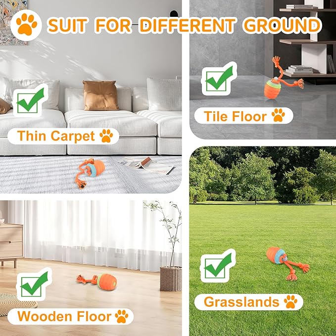 Interactive Dog Toys - [2025 Newly Upgraded] Motion Activated Ball for Small/Medium/Large Dogs, Automatic Moving Dog Toy Wicked Ball for Boredom & Training, Music, USB Rechargeable (Orange)