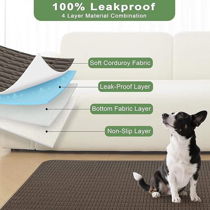 Washable Pee Pads for Dogs, 2 Pack Reusable Puppy Pads Dog Pads, Non-Slip Dog Pee Pads, Leakproof Pet Pee Pads Wee Wee Pads for Dogs. (Coffee, 20"x20"(Pack of 2))