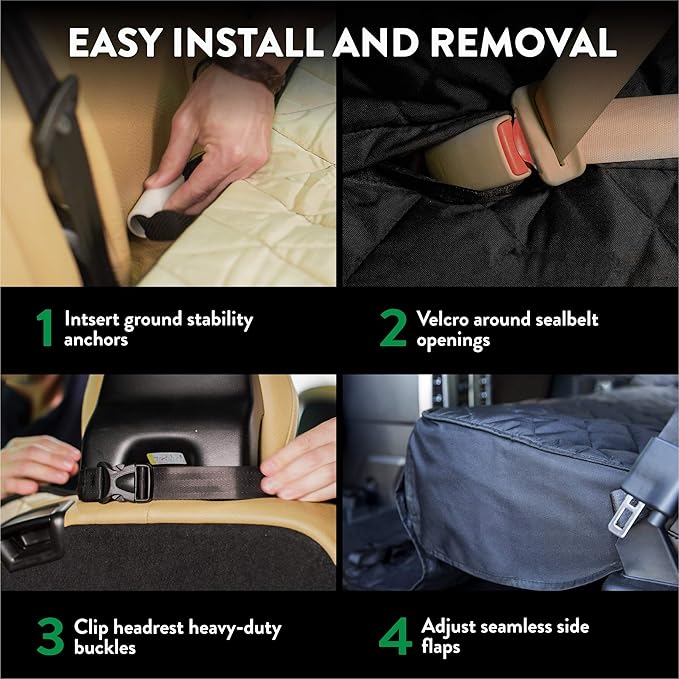 Plush Paws Products Velvet Rear Car Seat Protector w/Hammock | Washable & Waterproof Back Seat Dog Cover for Car, Truck, & SUV | Nonslip, Tear Resistant Pet Seat Cover | X-Large Desert Sand