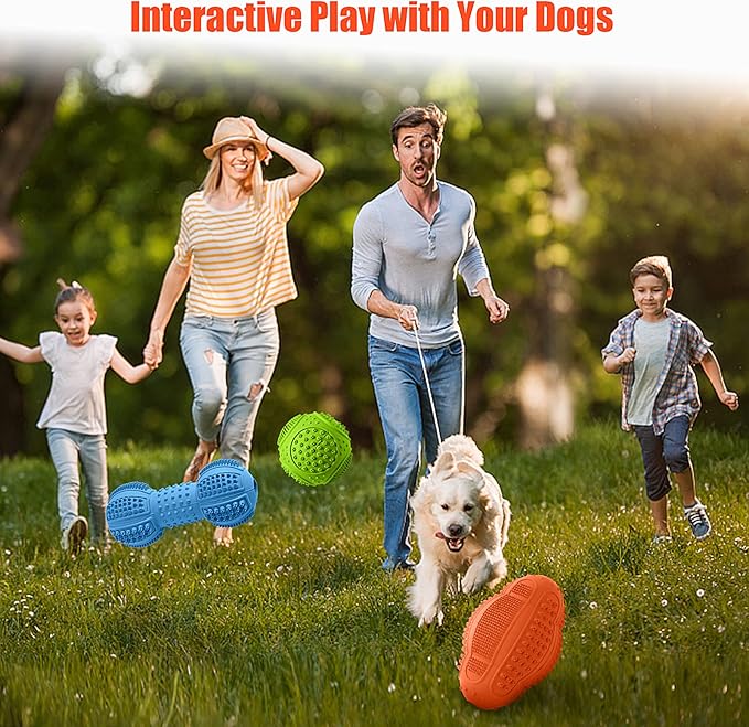 LUKITO Dog Chew Toys 3 Pack for Aggressive Chewers, Multifunctional Teeth Cleaning and Gum Massage, Tough Toys with Natural Rubber for Large and Medium Dog