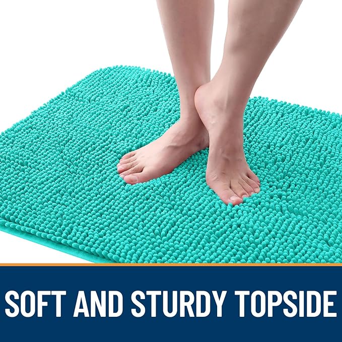 OLANLY Dog Door Mat for Muddy Paws 36x24, Absorbs Moisture and Dirt, Absorbent Non-Slip Washable Doormat, Quick Dry Chenille Mud Mat for Dogs, Entry Indoor Entryway Carpet for Inside Floor, Teal