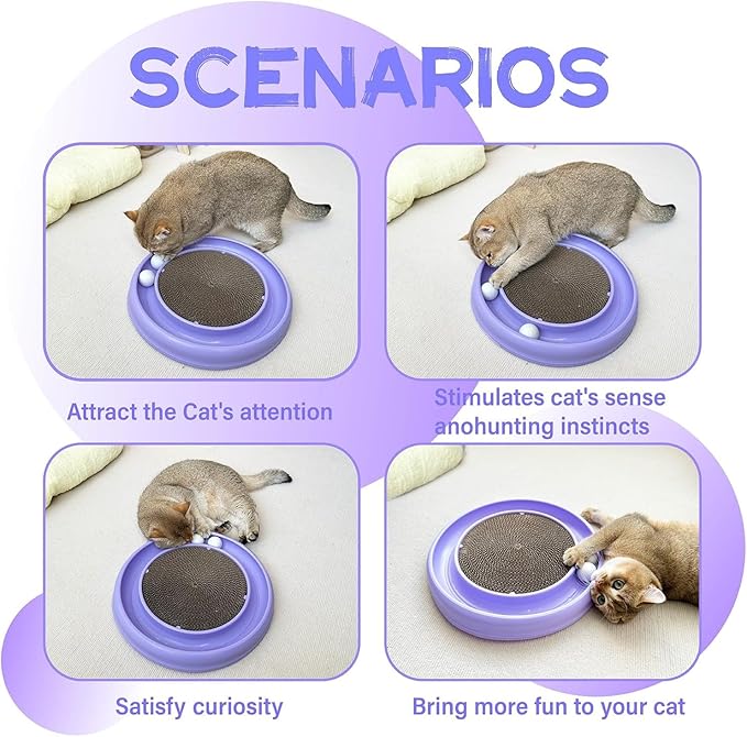 Cat Ball Toy Cat Track Balls Replacement Track Balls for Turbo Round Scratcher Toy (4 pcs), White