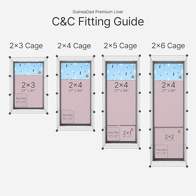 GuineaDad Premium Liner – Fleece Guinea Pig Cage Liner – Ultra-Plush Reusable Fleece Bedding with Waterproof Bottom – Extra Absorbent Liner for 2x4 C&C Cage (Peach Pie)