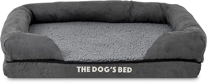 The Dog’s Bed, Small Plush Grey, Memory Foam, Pain Relief: Arthritis, Hip & Elbow Dysplasia, Post Surgery, Lameness, Supportive, Calming, Waterproof Washable Cover, Veterinary Approved