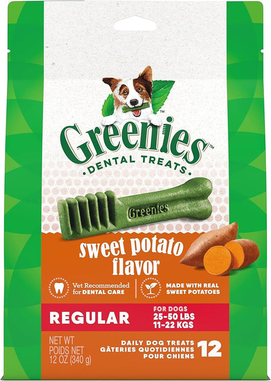 Greenies Regular Dental Dog Treats, Sweet Potato Flavor, 12 oz. Pack (12 Treats)