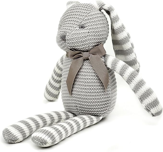 Organic Baby Toys Grey Bunny Rabbit Stuffed Animal 7.1"