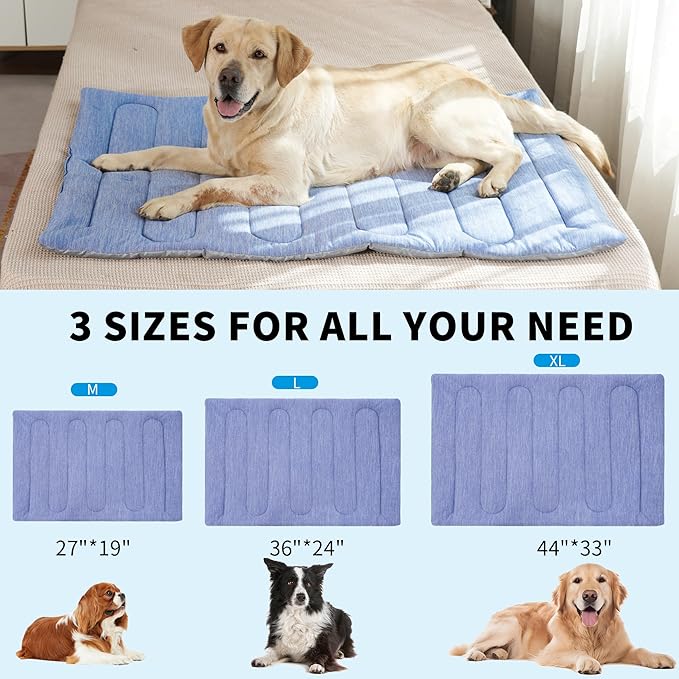 MARUNDA Dog Cooling Mat, 44" x 32" Thicken Waterproof Cooling Mat for Extra Large Dog, Q-MAX>0.5 Ice Cool Fabric-Cool on Contact，Easy Washable Pet Pad in Summer (44" x 32" (XL), Blue)