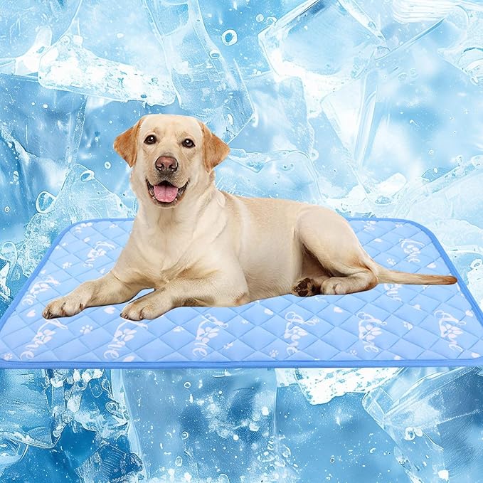 MH MYLUNE HOME Dog Cooling Mat 48x28 Inch - Double-Sided Cooling & Warm, Arc-Chill Cool Fiber, Endothermic Color Changing Pet Pad for Large Dogs, Foldable & Washable Summer Blanket