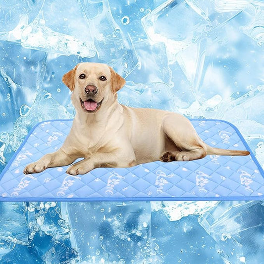 MH MYLUNE HOME Dog Cooling Mat 48x28 Inch - Double-Sided Cooling & Warm, Arc-Chill Cool Fiber, Endothermic Color Changing Pet Pad for Large Dogs, Foldable & Washable Summer Blanket