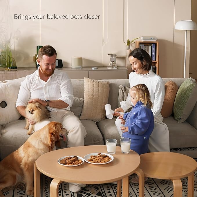 MoonRoller, Pet Hair Removal Tool with Detachable Handle and Cleaning Scraper, Reusable Cat and Dog Hair Remover for Couch, Carpet, Furniture, Car, Bedding, Blanket, Rug, and More