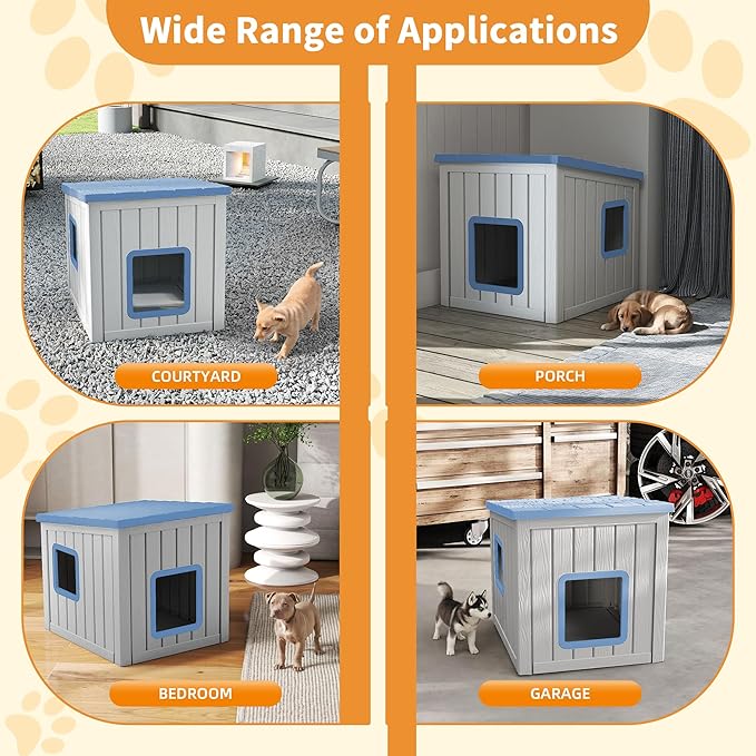 Dog House Small Dog Houses Outdoor with Sloped Roof Waterproof Ventilated Design Easy to Clean Elevated Floor Easy Assembly for Middle Sized Dogs