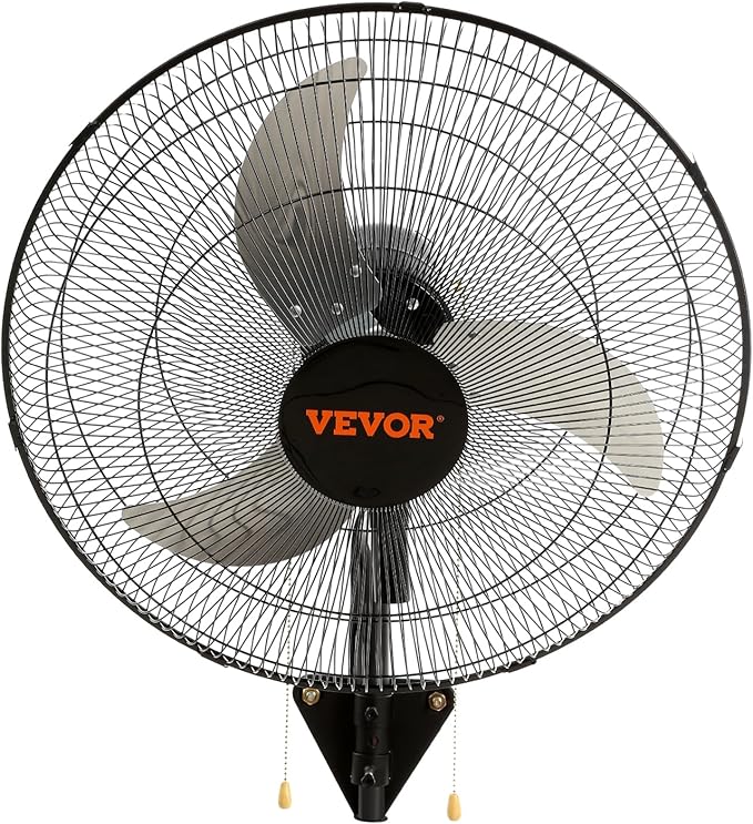 VEVOR Wall Mount Fan, 2 PCS 20 inch Oscillating, 3-speed High Velocity Max. 4000 CFM Industrial Wall Fan for Indoor, Commercial, Residential, Warehouse, Greenhouse, Workshop, Basement, Garage,Black