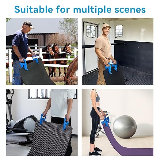Pair of Mat Movers Tool - Mat Grippers - Heavy Duty Stall Mat Handlers for Horse Mat, Gym Mat, Trailer Mat & Rubber Mats -Ergonomic Mat Puller Perfect for Barn & Home, Durable and Save Time