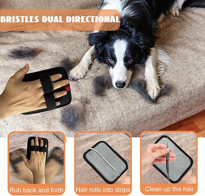 Pet Hair Removal Glove,Pet Hair Remover for Cat & Dog,New Upgraded Electrostatic Gloves Pet Hair,Reusable Electro Static Pet Hair Remover Electrostatic Gloves for Furniture,Couch (2 PC Small Red)