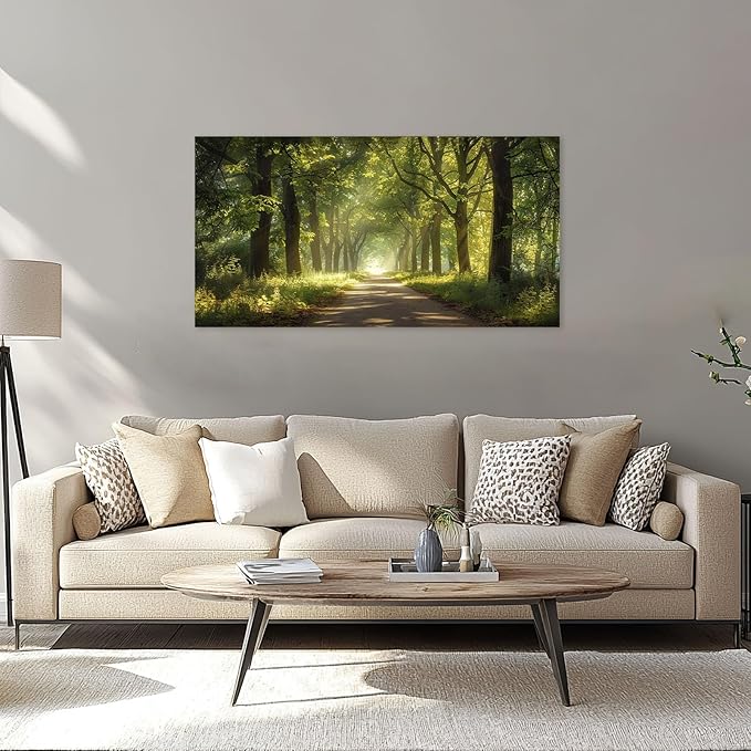 Large Forest Tree Wall Art Canvas Living Room Nature Green Pictures Framed Prints Oversize Wall Decor Landscape Painting for Bedroom Dining Office Home 60"x30"