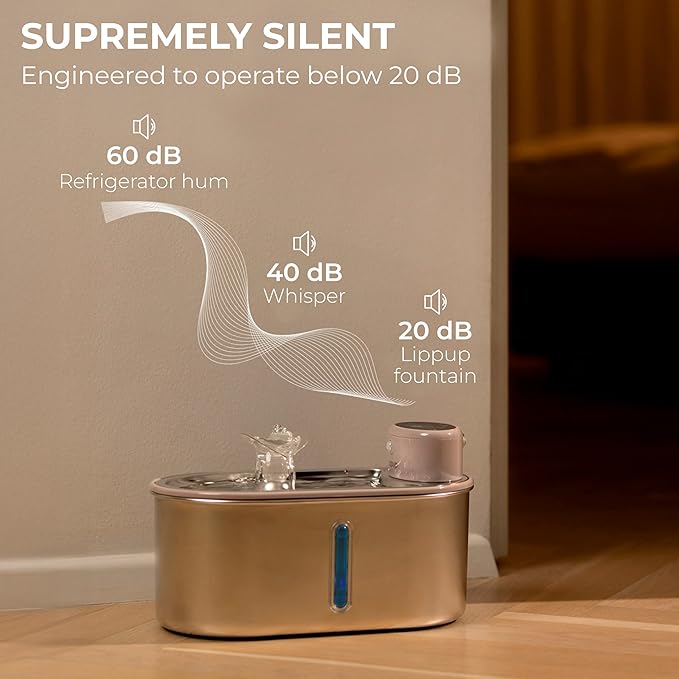 Wireless Cat Water Fountain Stainless Steel, 5200mAh Battery, Ultra Quiet, Automatic Pet Water Dispenser, 108oz/3.2L, Two Flow Modes, BPA-Free, Multi-Filtration, Includes 2 Filters - Black