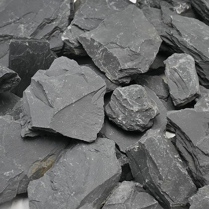 Natural Slate Stone for Aquariums 3 to 10 Inches Perfect Fish Tank Rocks Reptile Basking Stones & Fairy Garden Decor-20LB