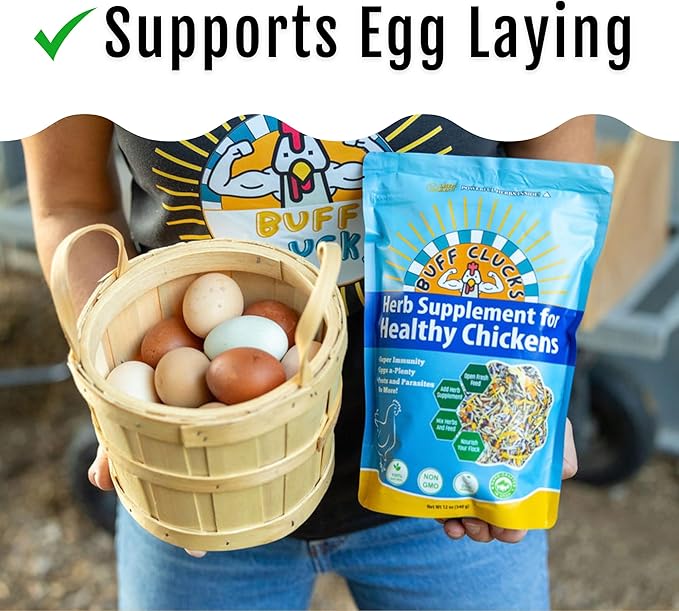 BuffClucks Herb Supplement for Backyard Chickens - Natural Chicken Treats, Poultry Feed Botanical Mix, Plant-Based Coop Snacks for Daily Wellness, Feather Quality, Egg Production, USA (20 LB)