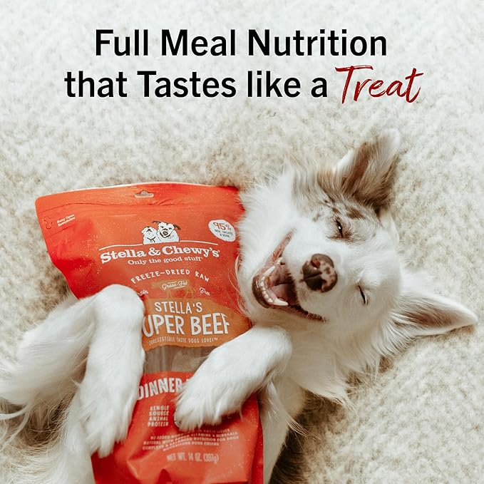 Stella & Chewy's Freeze-Dried Raw Dinner Patties - Beef Recipe - High Protein Grain-Free Puppy & Dog Food - Perfect For Picky Eaters - 14 oz