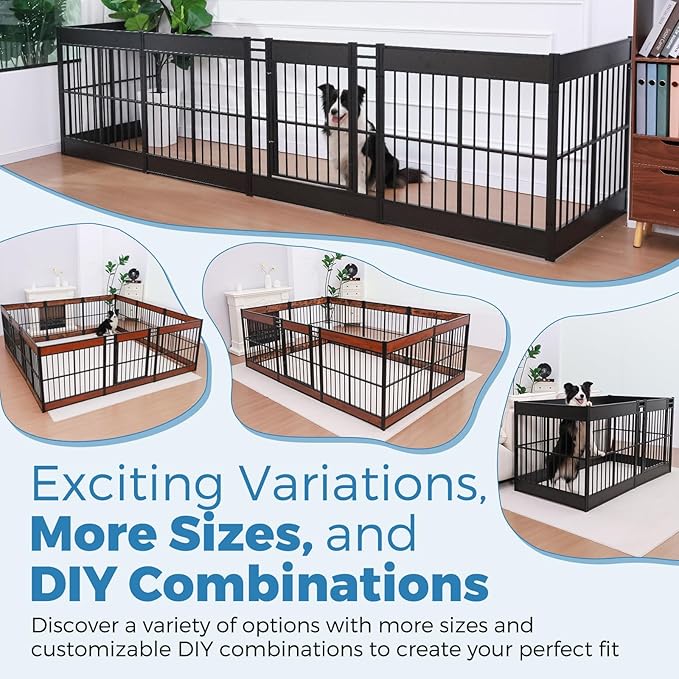 Dog Playpen, 35.4" Height Dog Pen Indoor, Heavy Duty, Safe and Sturdy, Furniture Style Puppy Pen (12 Panels (35.4" High), Black)
