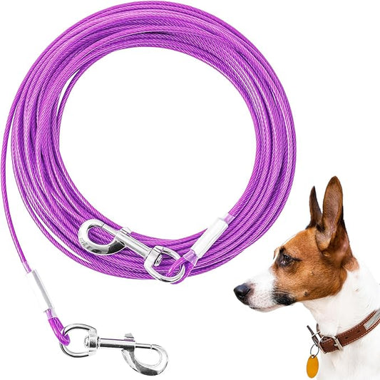 Tie Out Cable for Dogs,20FT Dog Leads,Heavy Duty Tie Out Cable for Large Dogs Up to 125lbs,Durable Dog Runner Tether Line for Outdoor,Yard