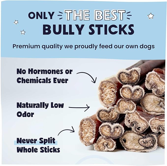 Pawstruck All-Natural 7" Bully Sticks for Dogs - Long Lasting, Rawhide-Free, Low Odor & Grain-Free Dental Chew Treat - Healthy Single Ingredient, 100% Real Beef - 1 lb Bag