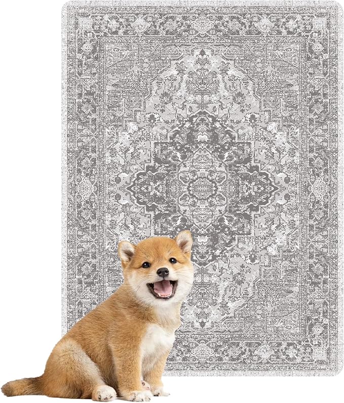 nunubaby 4PACK Washable Pee Pads for Dogs, Stylish, Non-Slip and Leak-Proof Pee Pads. Reusable Potty Pads for Dogs for Crates and Floors.(Brown/Geo, 18" x24")