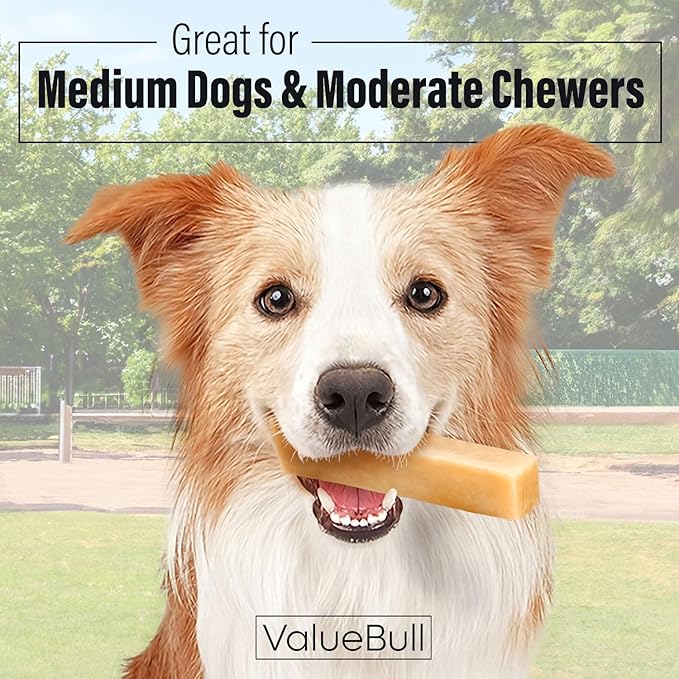 ValueBull Himalayan Yak Cheese Dog Chews, Medium, 25 ct Bulk Pack - Long Lasting for Aggressive Chewers, All Natural, Healthy & Safe, Low Odor Nepal Yak Milk Chews