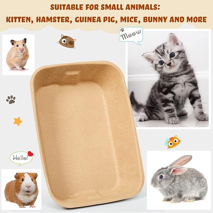 Tessco 5 Pack Small Disposable Litter Box Kitten Disposable Cat Litter Tray 16.1 x 11.2 x 3.7 Inch Paper Box for Indoor Outdoor Small Animals Cat, Hamster, Guinea Pig, Mice, Bunny and More