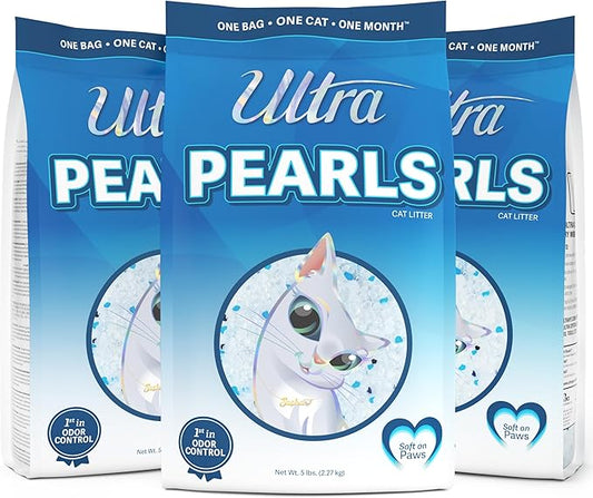 Ultra Pearls Premium Cat Litter - 99.9% Dust Free, Low Tracking, Soft on Paws, Fragrance Free - 15 Lbs. Total (3pk of 5 Lbs.)