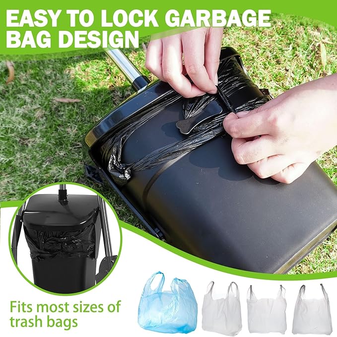 SCENEREAL Dog Pooper Scooper for Yard, Dog Poop Trash Can Outside Swivel Bin Rake Kit for Large Medium Small Dogs with 40 Waste Bags, Extra Long 45" Metal Handle, Portable Heavy Duty Outdoor Scooper