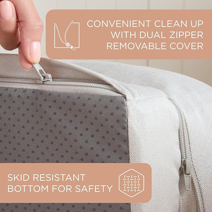 TOWN & COUNTRY EVERYDAY CuddleTown Comfy Solid Bolster Sofa Pet Bed, Supportive & Calming Egg Crate Foam, Non-Slip Bottom, Machine Washable Cover, Grey, Large 35"x25"x8"