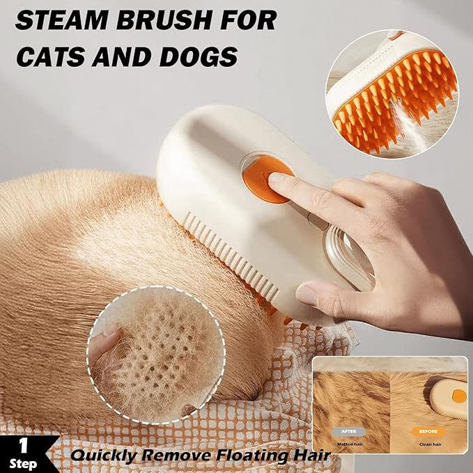 5 Pack Cat Steam Brush Kit - Pet Mist Water Brush for Dogs, Includes Steamy Brush, Undercoat Rake, Bath Brush, Flea Comb - Dynamic Dematting Tool